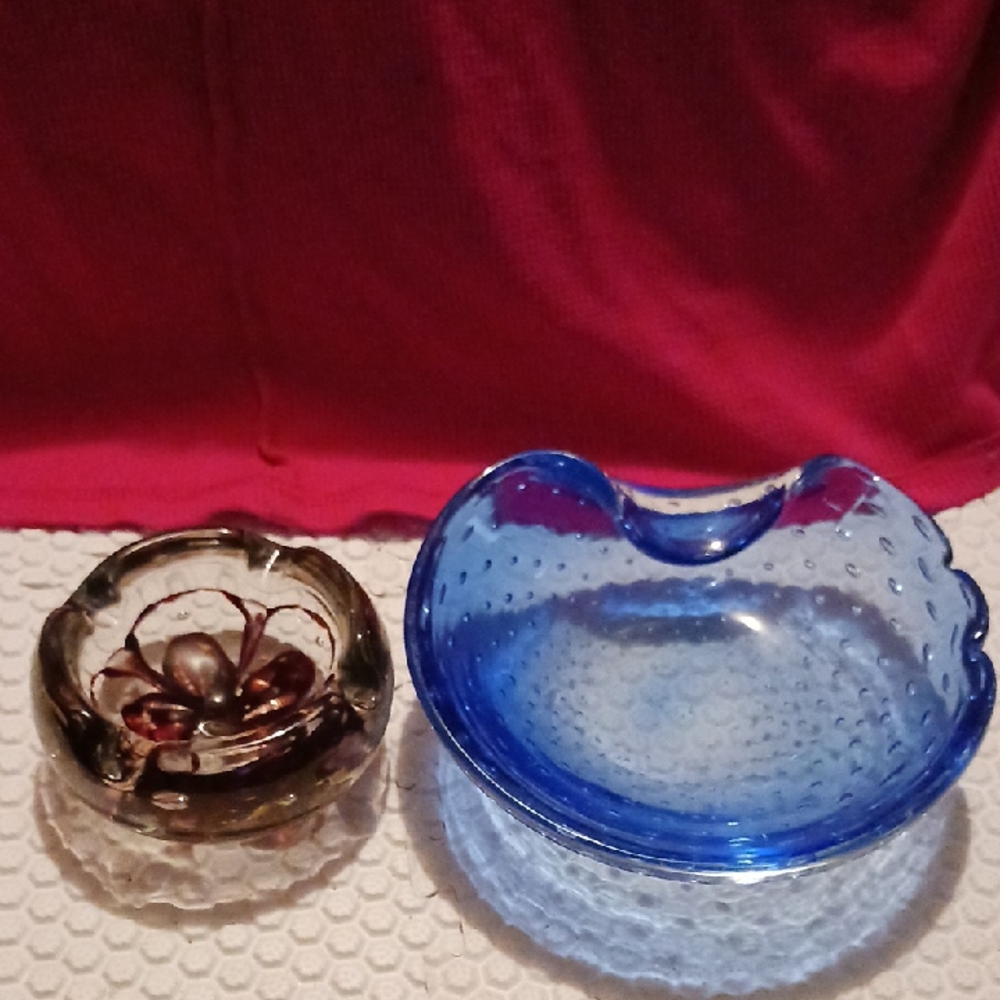 2#Blue Glass Bowl and Decorative Paperweight/ashtray